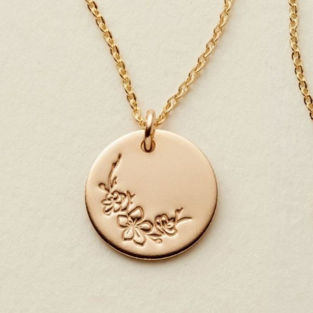 March Birth Flower Cherry Blossom Pendant Necklace - Picture 2 of 13